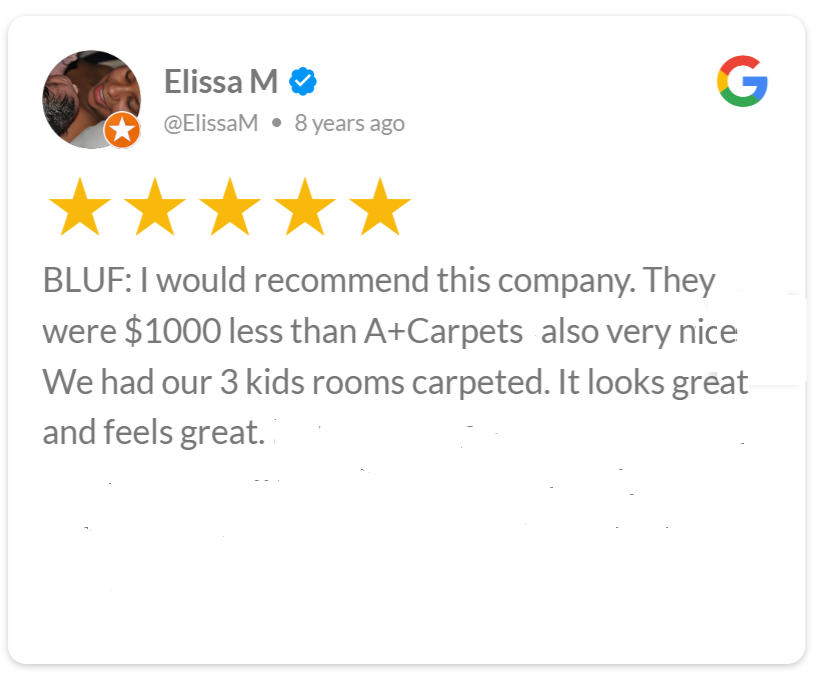 great customer service and affordable price flooring. Exceeded our expectations review